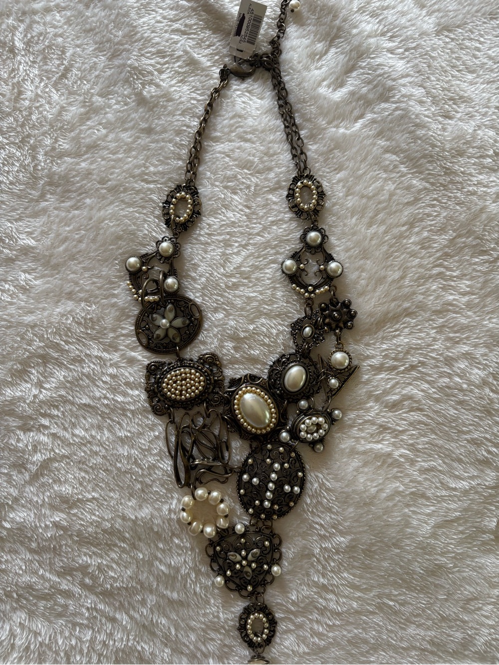 Chico's Antique Gold-Tone Pearl Cluster Statement Necklace